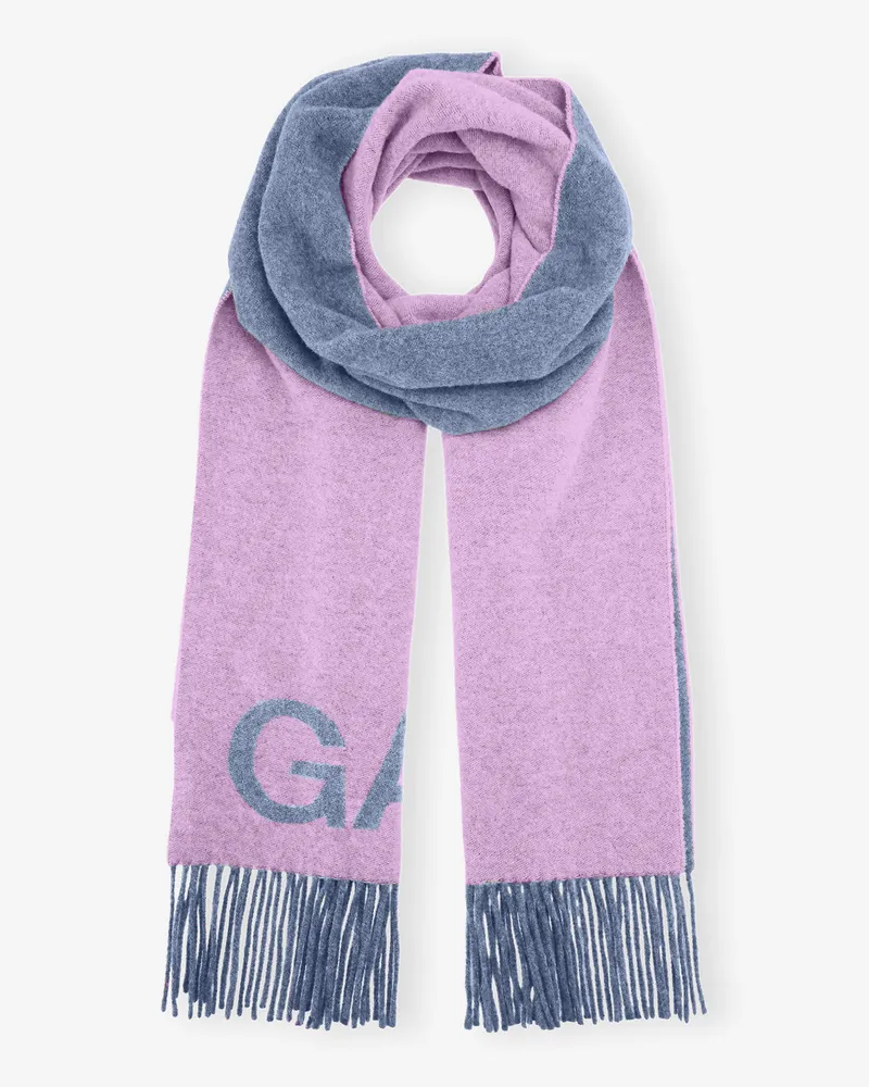 Ganni Lilac Fringed Schal Chiffon Lilac