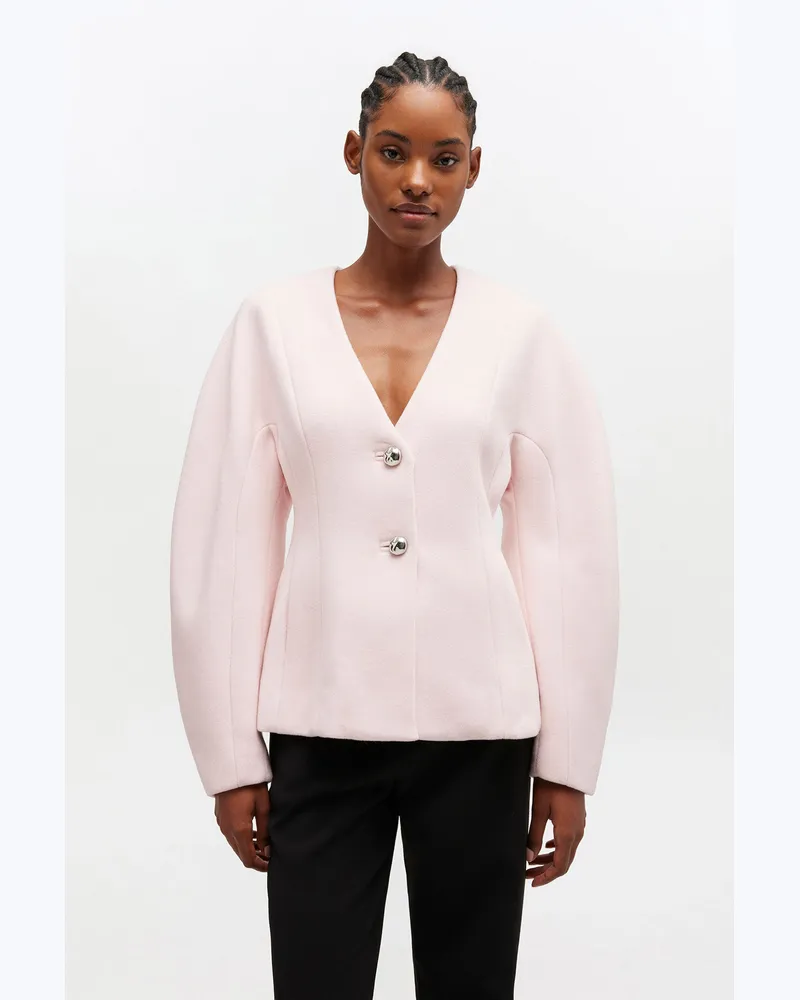 Ganni Ballerina Rosa Wollblazer - Größe Ballerina