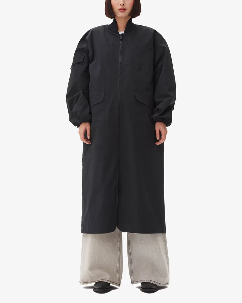 Ganni Schwarzer Shell-Mantel aus Seersucker-Tech-Gewebe - Größe schwarz Schwarz