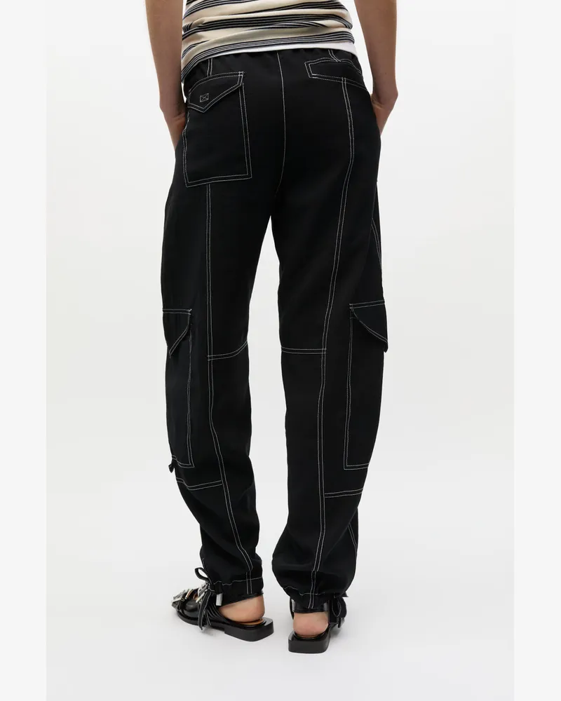 Ganni Leichte Slub-Hose mit Taschen schwarz Schwarz