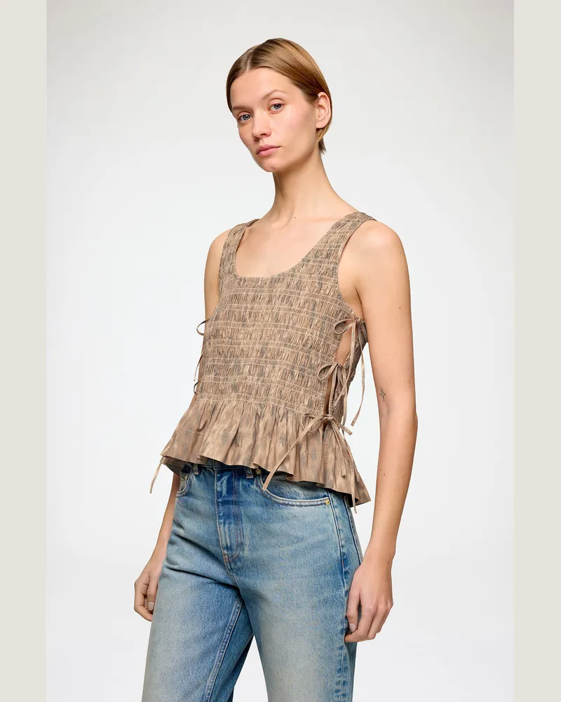 Ganni Burro Smock Top in Printed Stretch Bio-Baumwolle - Größe Burro