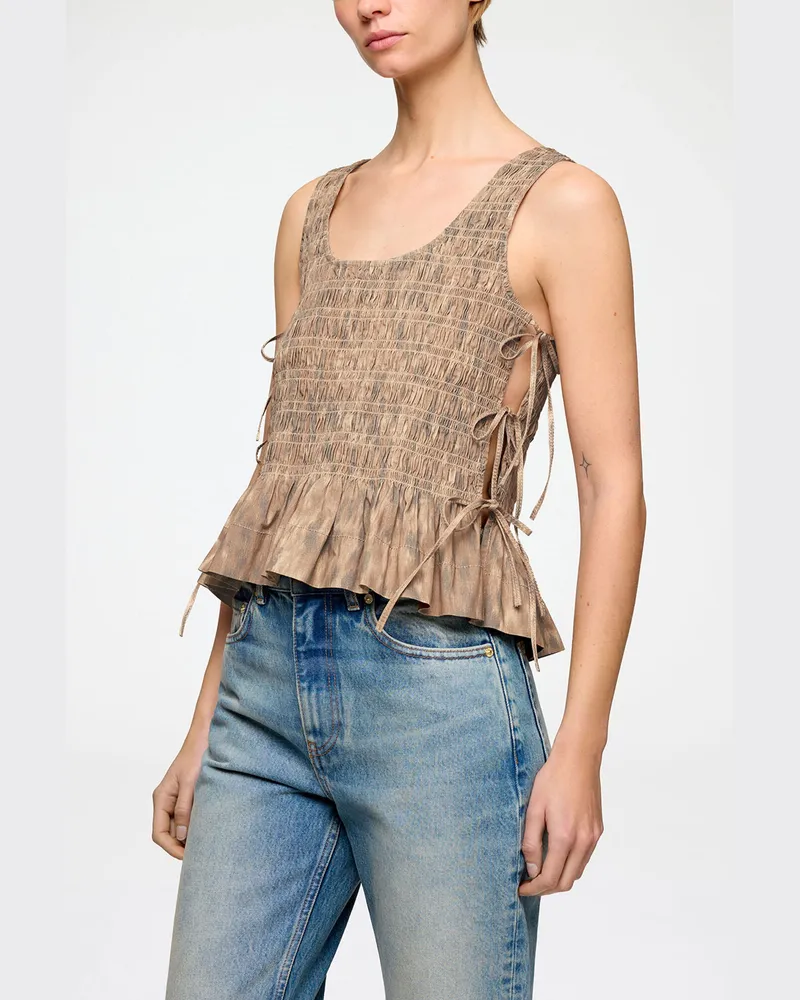 Ganni Burro Bluse aus bedrucktem Stretchmaterial Bio-Baumwolle - Größe Burro