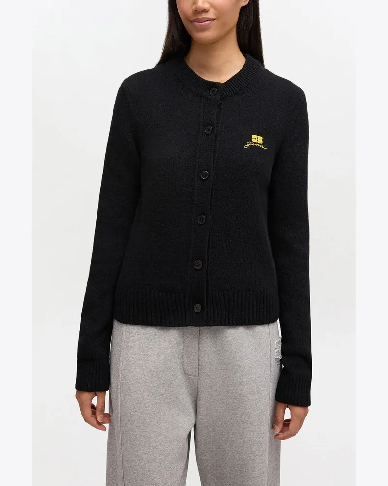 Ganni schwarz Strickjacke aus Wollmischung Wolle - Größe Schwarz