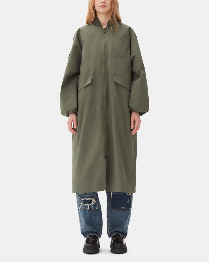 Ganni Grüner Shell-Mantel aus Seersucker-Tech-Gewebe - Größe grün Grün