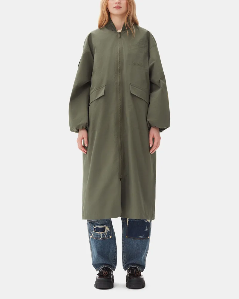 Ganni Grüner Shell-Mantel aus Seersucker-Tech-Gewebe - Größe grün Grün