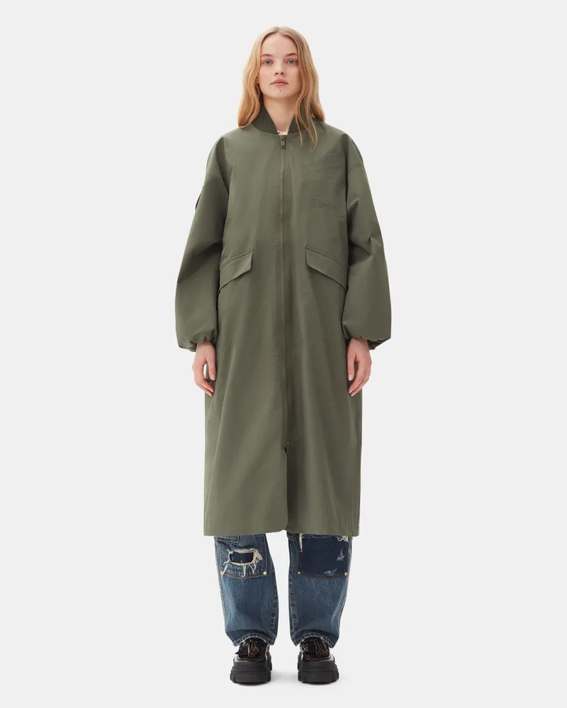 Ganni Grüner Shell-Mantel aus Seersucker-Tech-Gewebe - Größe grün Grün