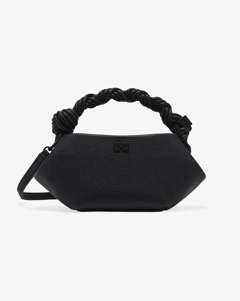 Ganni Genarbte, Mini-Bou-Tasche in Schwarz Schwarz