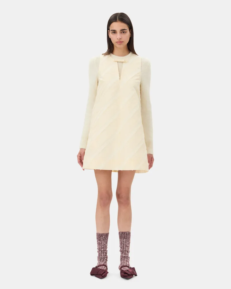 Ganni Off-weiß Stripe Mini Kleid - Größe weiß Weiß