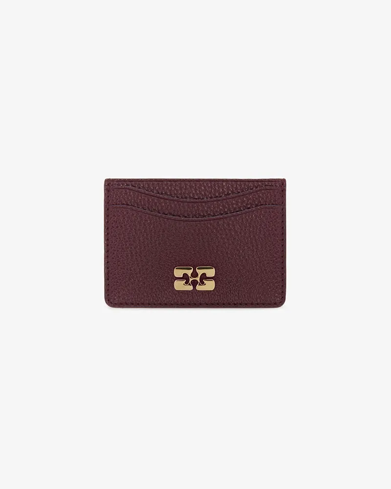 Ganni Bou Card Holder in Grained burgunderrot rot Rot