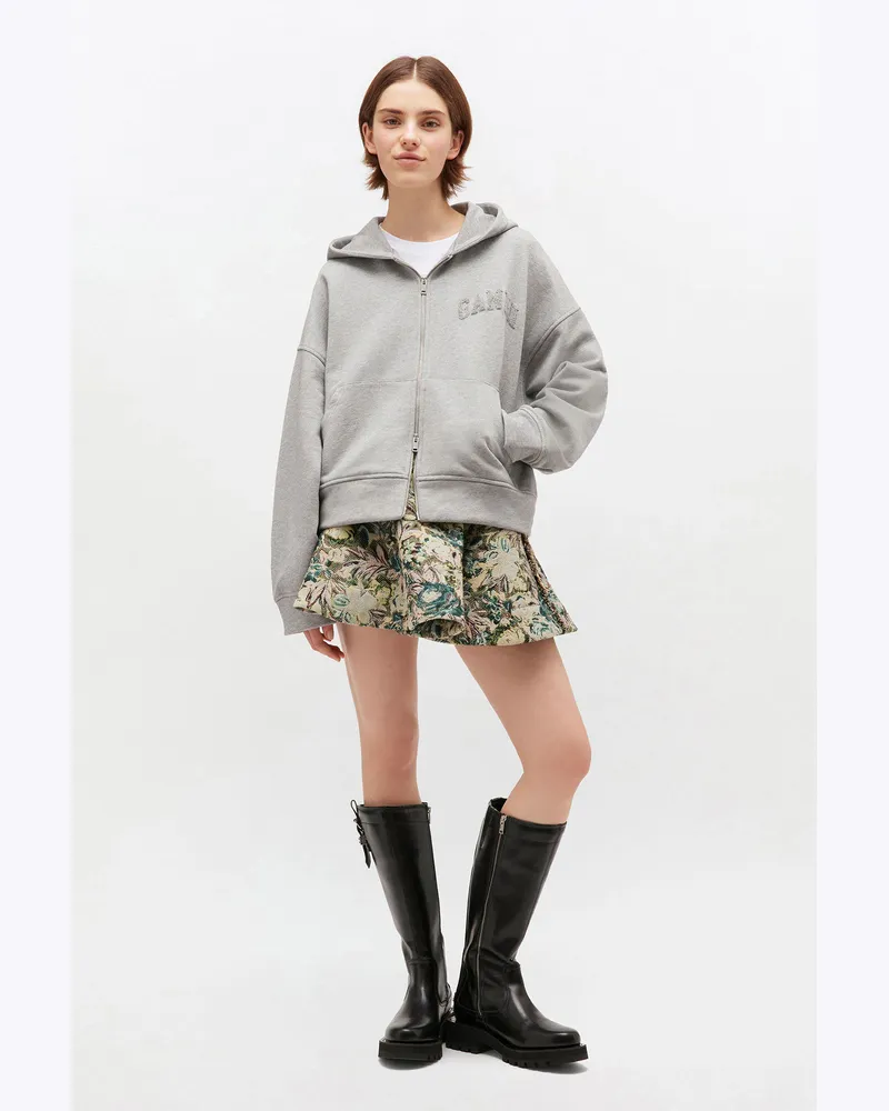 Ganni grau Grauer Hoodie mit Zwei-Wege-Reißverschluss - Größe Grau