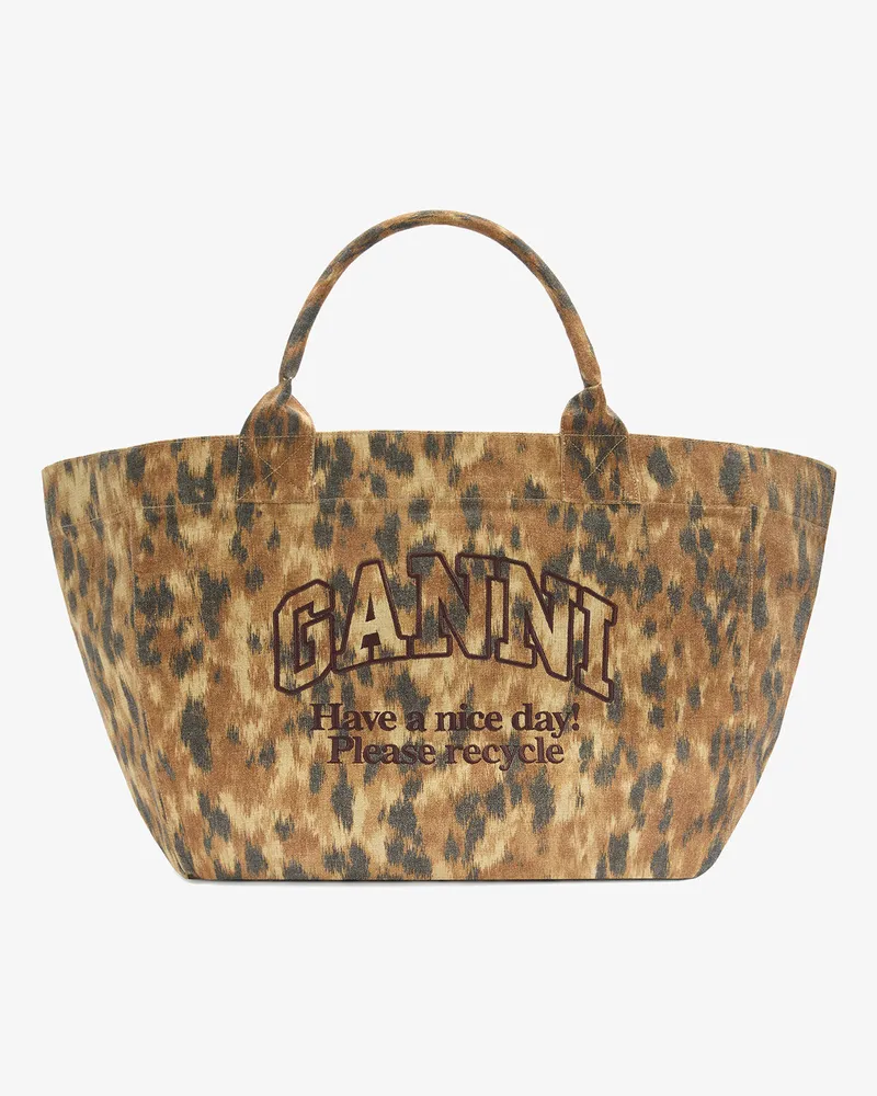 Ganni XXL-Tote in Ikat-Webtechnik mit Animalprint Burro 