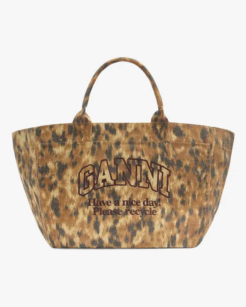 Ganni XXL-Tote in Ikat-Webtechnik mit Animalprint Burro 