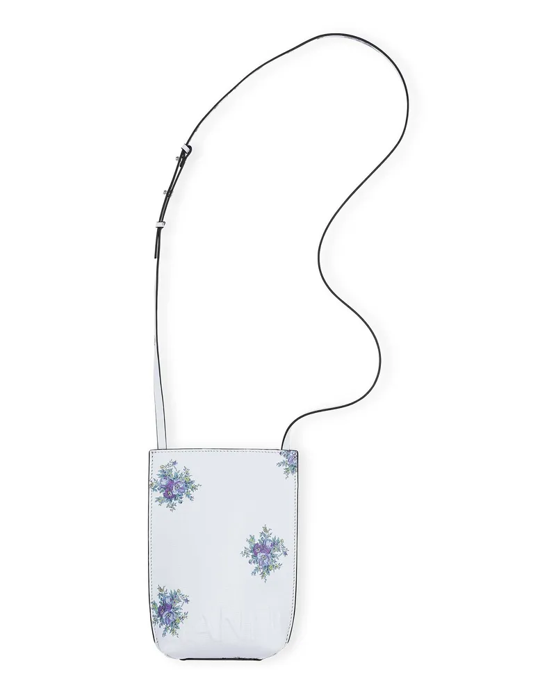 Ganni Mini-Umhängetasche aus recyceltem Leder blau Blau