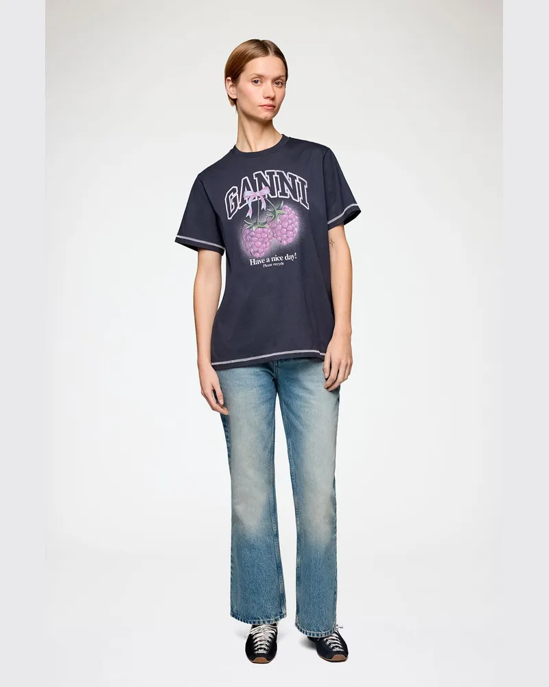 Ganni gemischt T-Shirt mit Himbeeren Bio-Baumwolle - Größe Gemischt