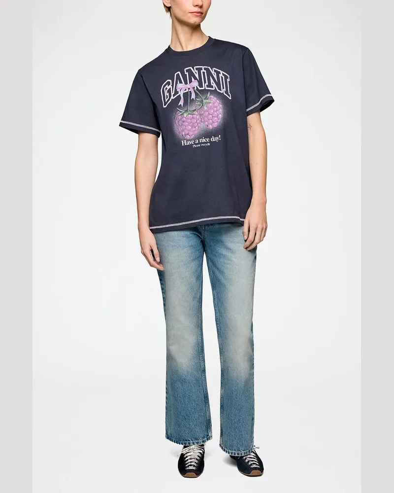 Ganni gemischt T-Shirt mit Himbeeren Bio-Baumwolle - Größe Gemischt