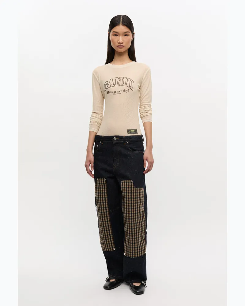 Ganni blau Genoppte Carpenter-Jeans Bio-Baumwolle - Größe Blau