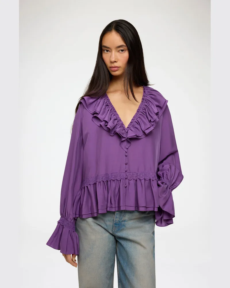 Ganni Bright violett Bluse aus Viskoseseide Viskose - Größe Bright