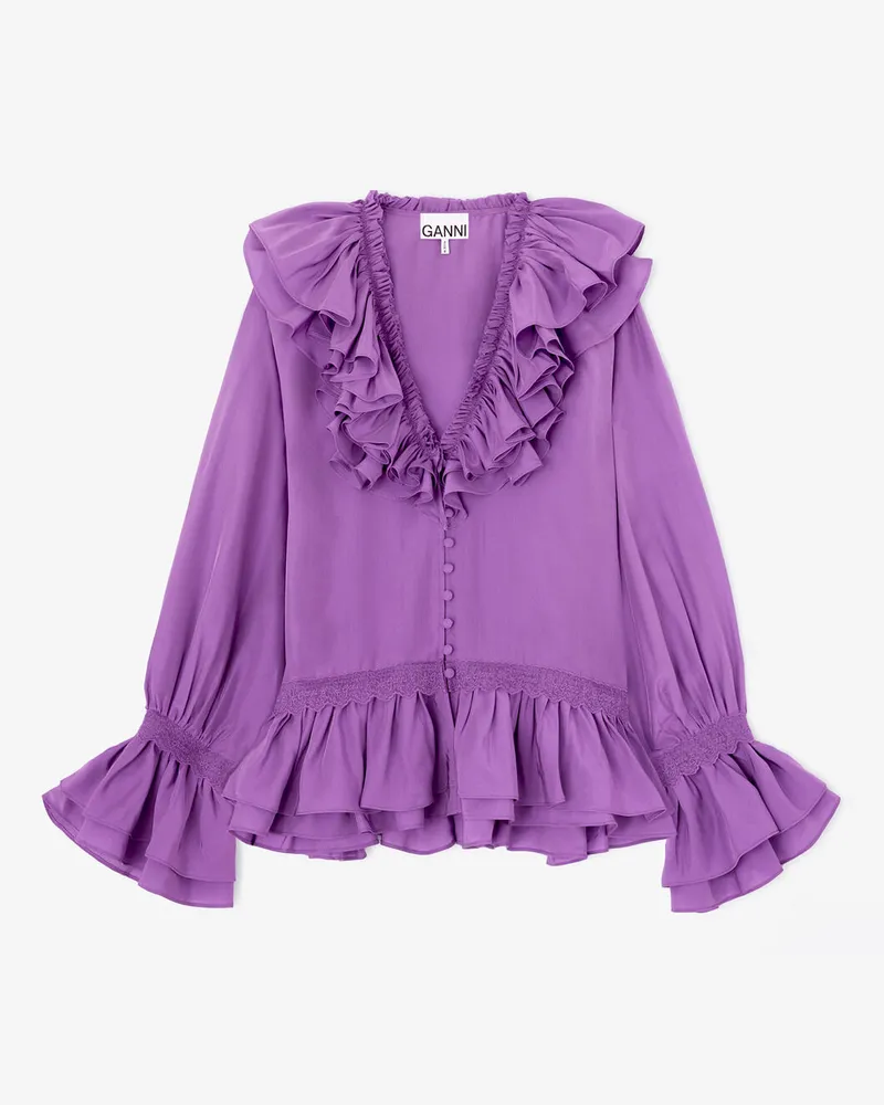 Ganni Bright violett Bluse aus Viskoseseide Viskose - Größe Bright