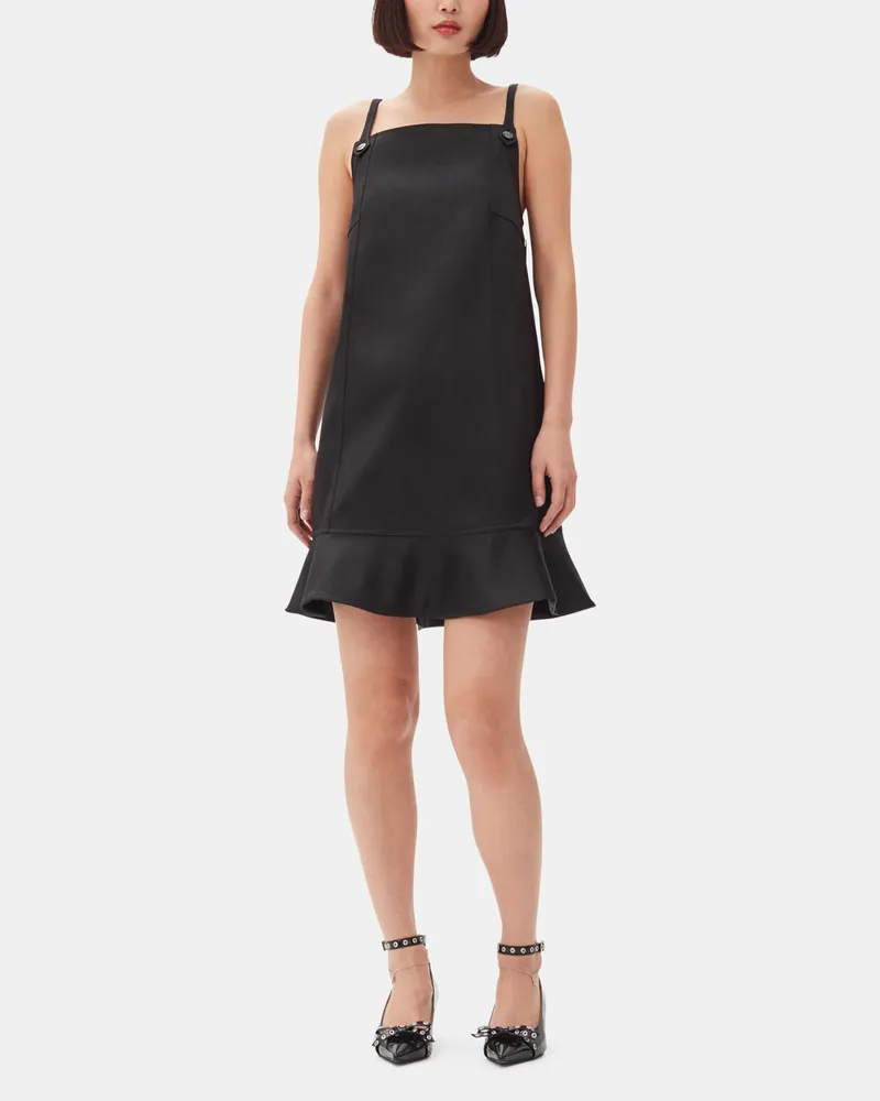 Ganni schwarz Duchesse Satin Mini Kleid - Größe Schwarz