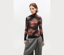 schwarz Rollkragenpullover aus Jersey mit Blumenmuster Viskose - Größe