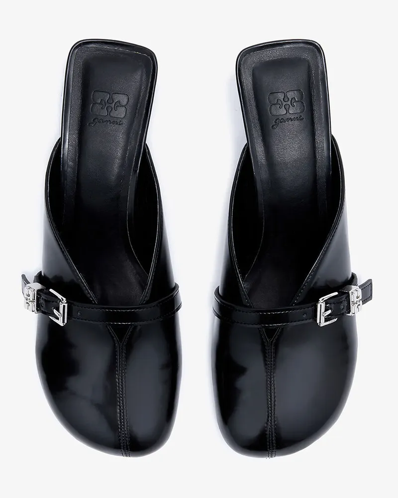 Ganni schwarz Sue-Pantoletten mit Absatz in Oleatex Oleatex - Größe Schwarz