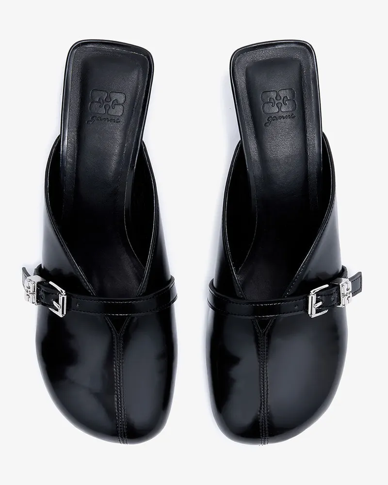 Ganni schwarz Sue-Pantoletten mit Absatz in Oleatex Oleatex - Größe Schwarz