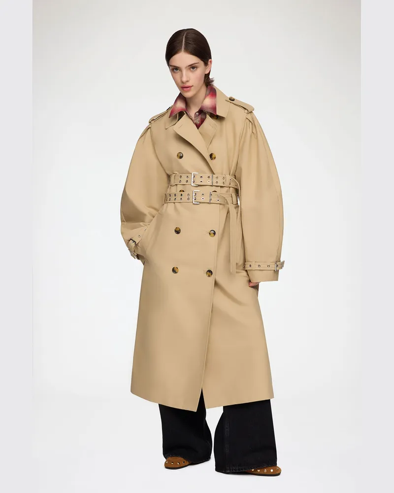 Ganni Warm Sand Trenchcoat aus Double Cotton Bio-Baumwolle - Größe Warm