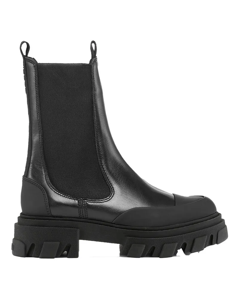 Ganni schwarz Mittelhohe Chelsea-Stiefel Leder - Größe Schwarz