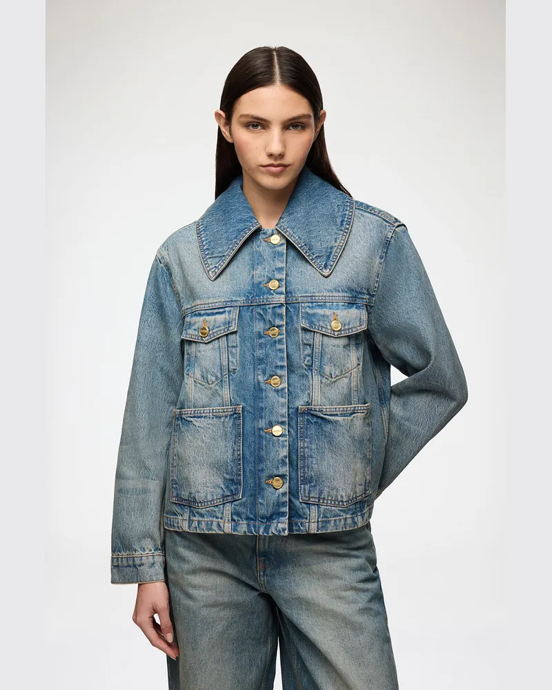 Ganni blau Jeansjacke aus festem Denim Bio-Baumwolle - Größe Blau