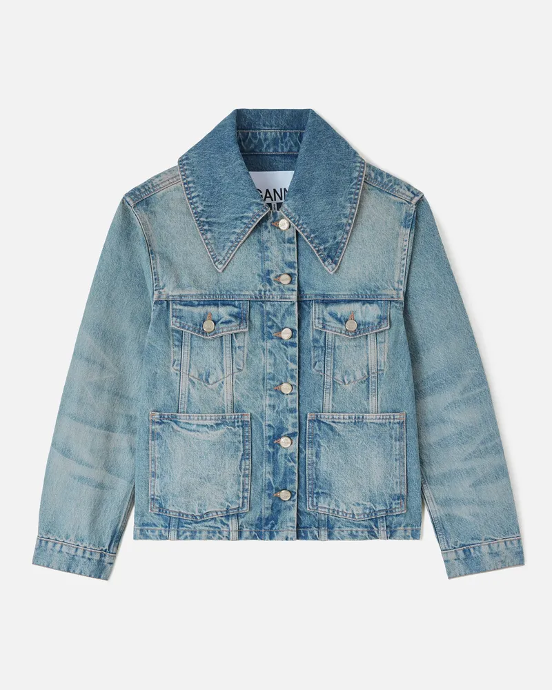 Ganni blau Jeansjacke aus festem Denim Bio-Baumwolle - Größe Blau