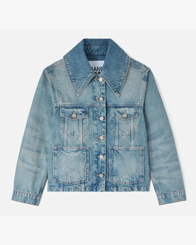 Ganni blau Jeansjacke aus festem Denim Bio-Baumwolle - Größe Blau