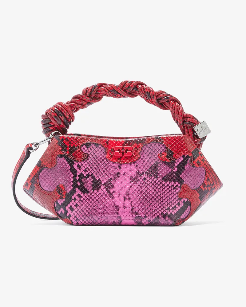 Ganni Mini-Bou-Tasche in Rosa mit Schlangenprint Rosa