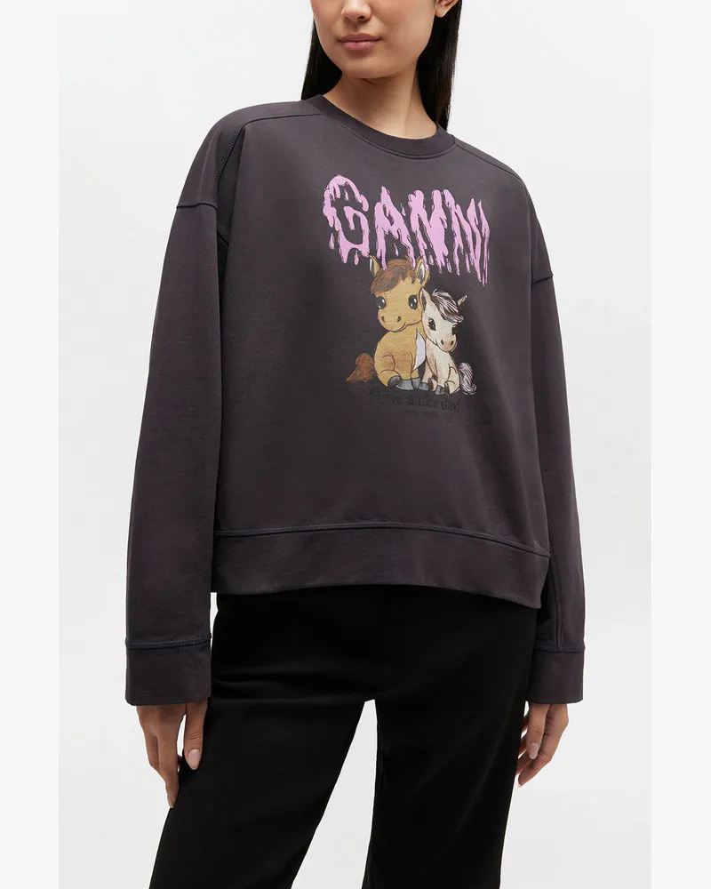 Ganni gemischt Graues Isoli-Jersey-Sweatshirt Bio-Baumwolle - Größe Gemischt