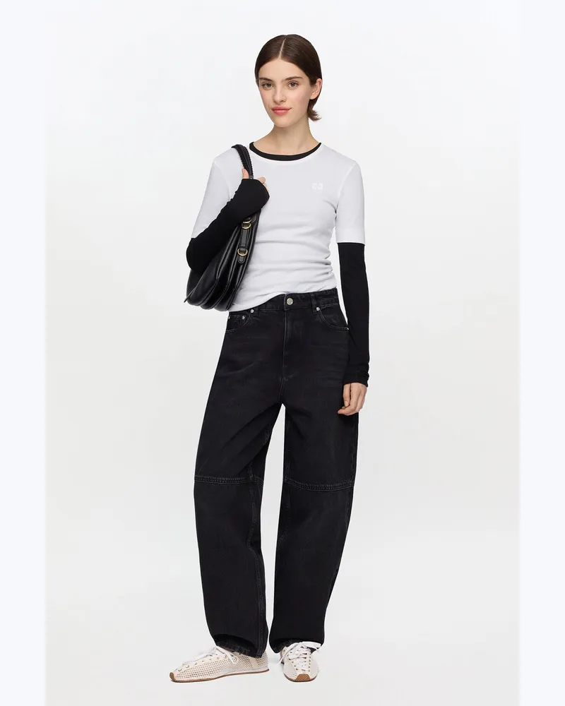 Ganni schwarz rosae Stary-Jeans Bio-Baumwolle - Größe Schwarz