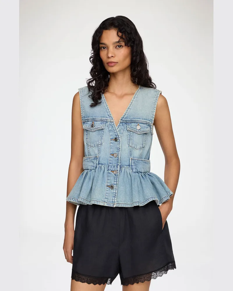 Ganni blau Weste aus leichtem Denim Bio-Baumwolle - Größe Blau