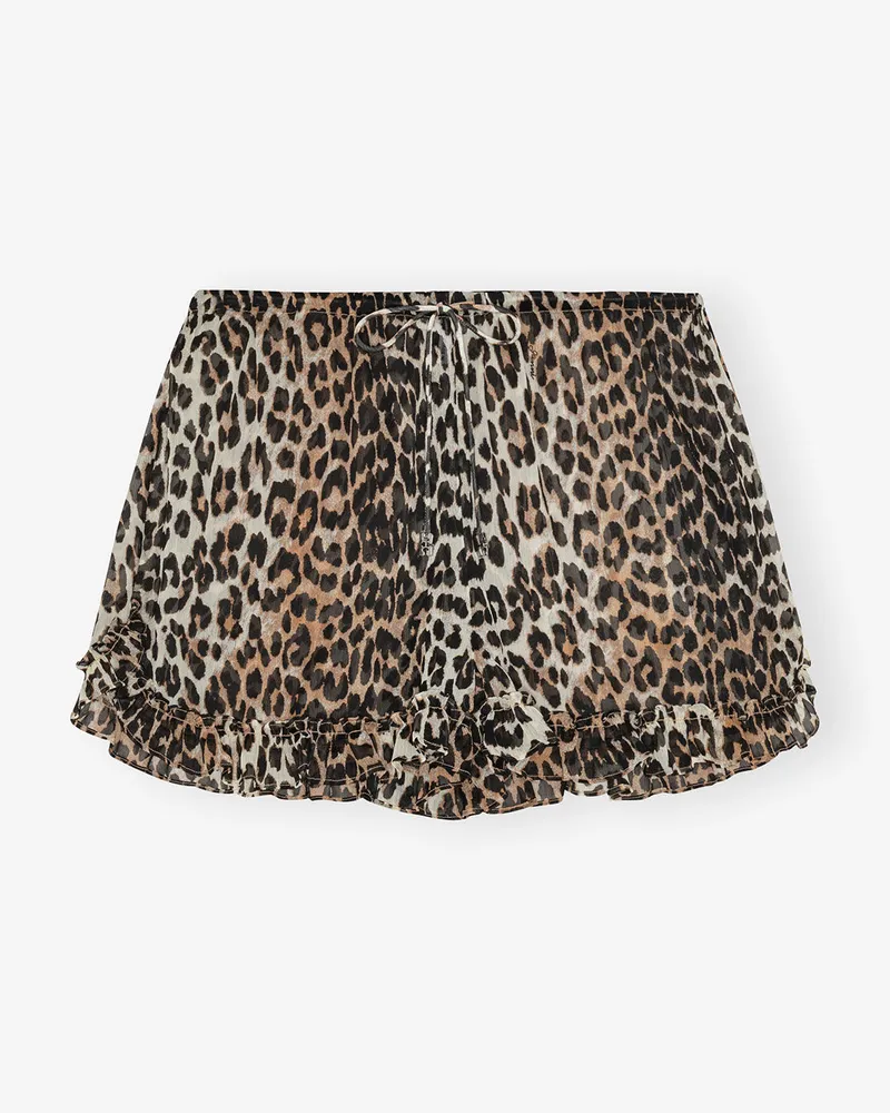 Ganni Chiffon-Shorts mit Leopardenmuster und Rüschen - Größe gemischt Gemischt