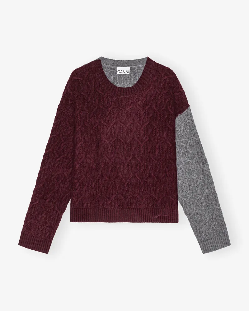 Ganni rot Wool Cashmere Cable Knit Jumper Kashmir - Größe Rot