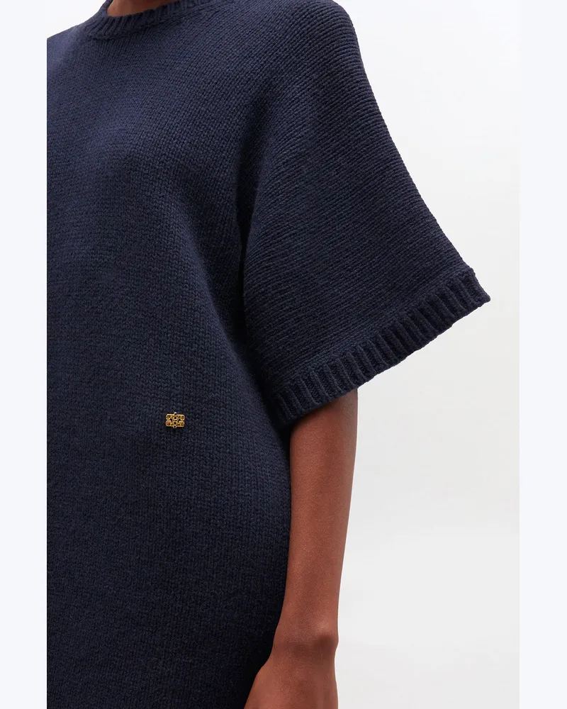 Ganni Kleid aus Wollmischung in Dunkelblau marineblau Marineblau