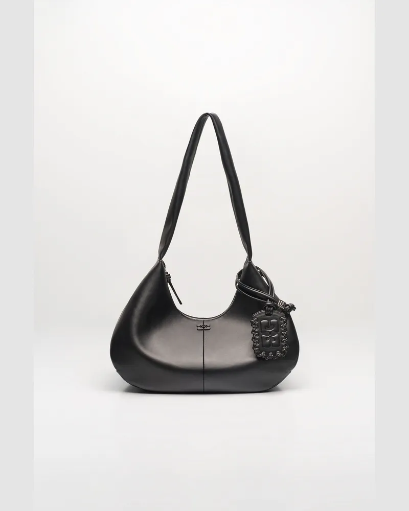 Ganni Schwarze mittelgroße Hobo-Tasche schwarz Schwarz