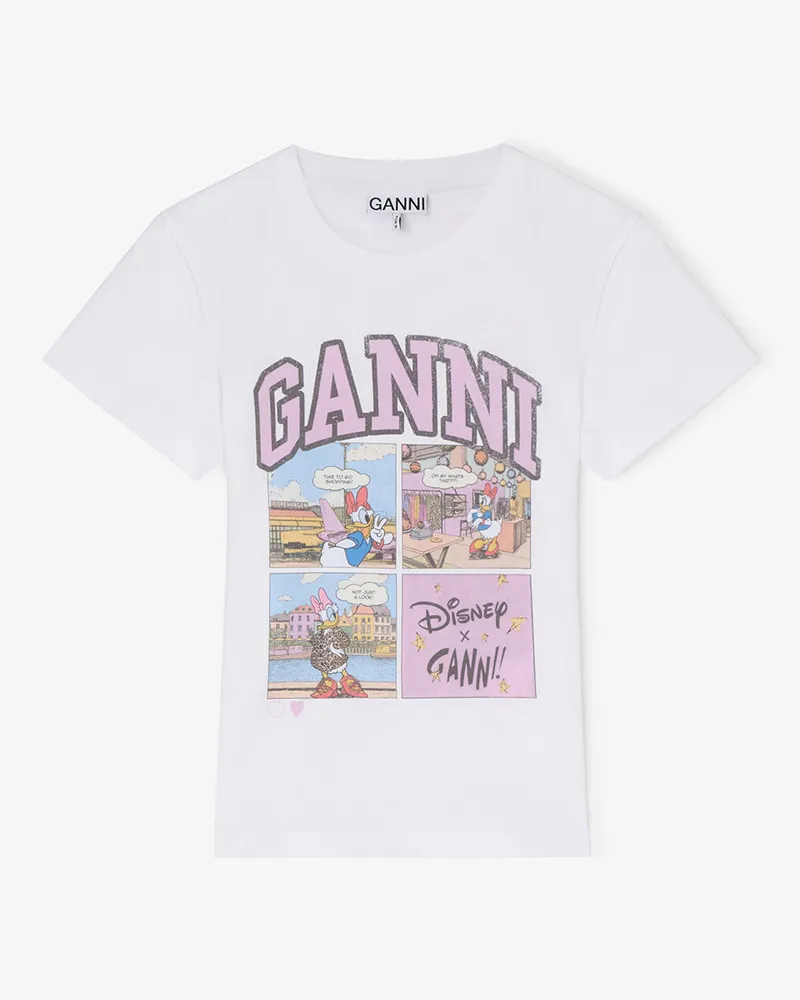 Ganni weiß Daisy Duck Baby-Fit-T-Shirt Recycelte Baumwolle - Größe Weiß