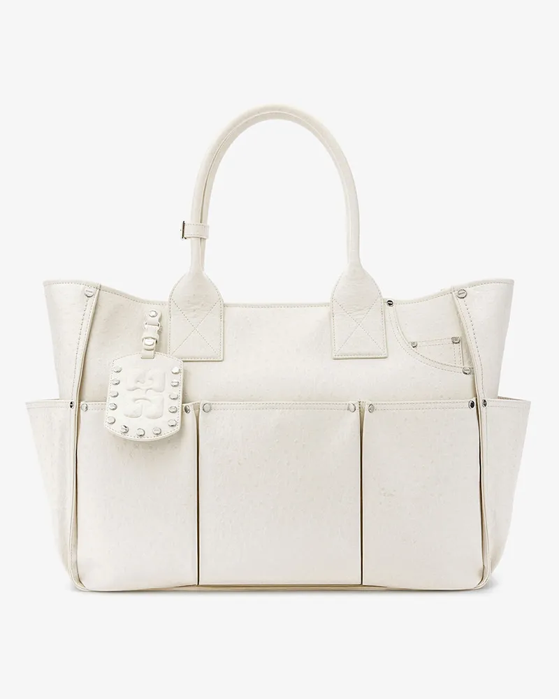Ganni Posy-Tasche aus weißem Straußenleder weiß Weiß