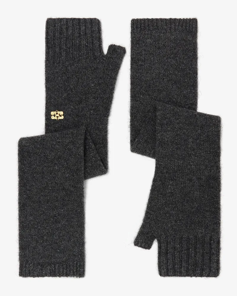Ganni Dunkelgraue Handschuhe aus Wollmix gemischt Gemischt