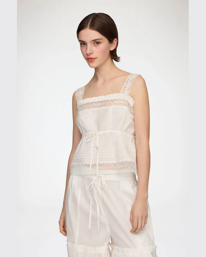 Ganni weiß Oberteil aus weißer Baumwolle Bio-Baumwolle - Größe Weiß