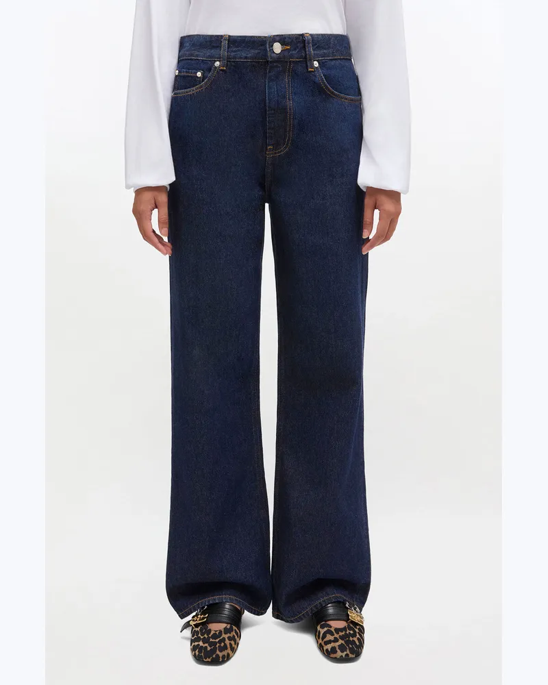Ganni marineblau Dunkel gewaschene Izey-Jeans Bio-Baumwolle - Größe Marineblau