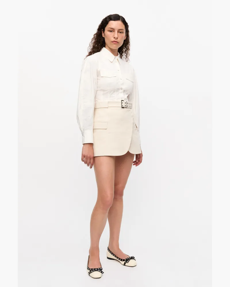 Ganni beige Cremefarbener taillierter Minirock aus Baumwoll-Mix Bio-Baumwolle - Größe Beige