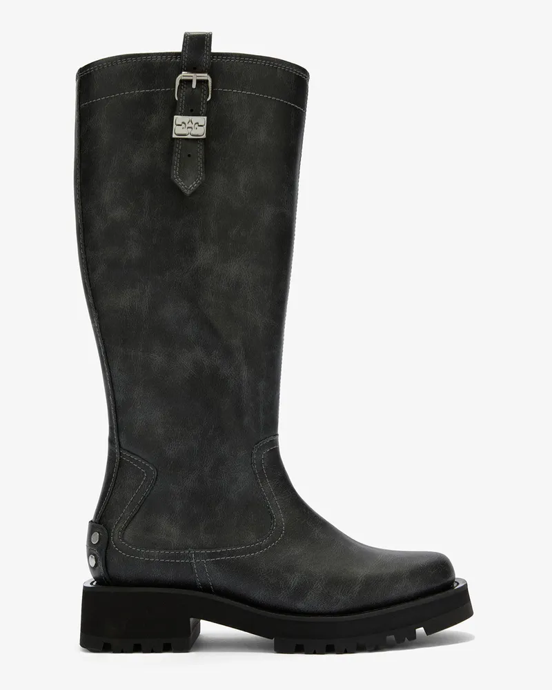 Ganni Hohe Stiefel in Dunkelgrau Ebony Ebony