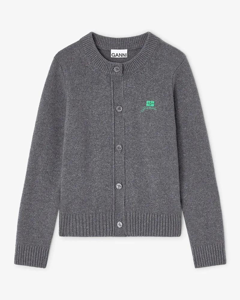 Ganni grau Graue Strickjacke aus einer Wollmischung Wolle - Größe Grau