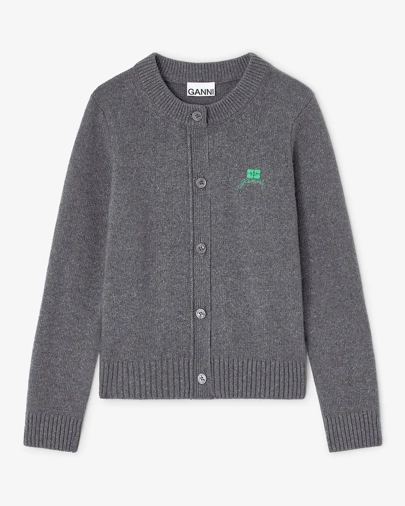 Ganni grau Graue Strickjacke aus einer Wollmischung Wolle - Größe Grau