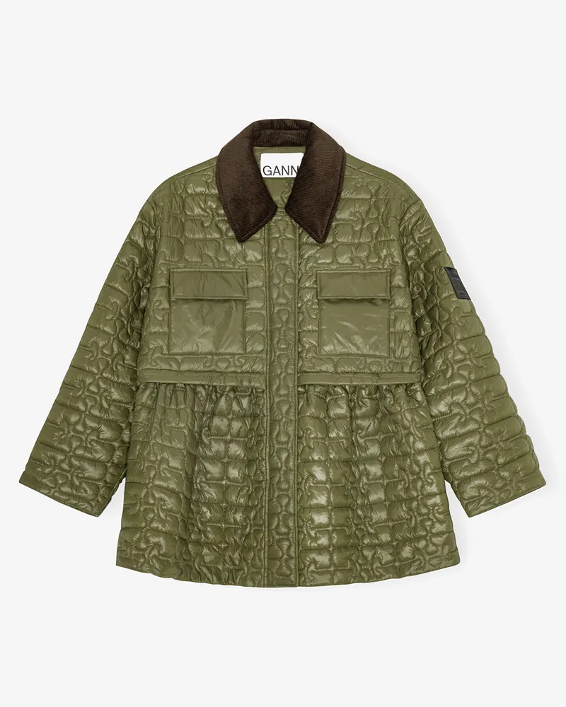 Ganni grün Grüne Midi-Steppjacke Recycelte Nylon - Größe Grün