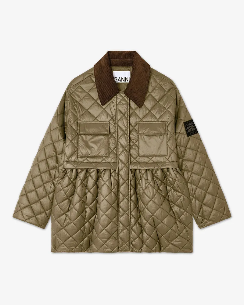 Ganni grün Grüne Midi-Steppjacke - Größe Grün